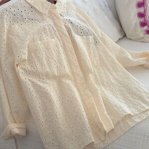 Alfani Beige Eyelet Blouse
